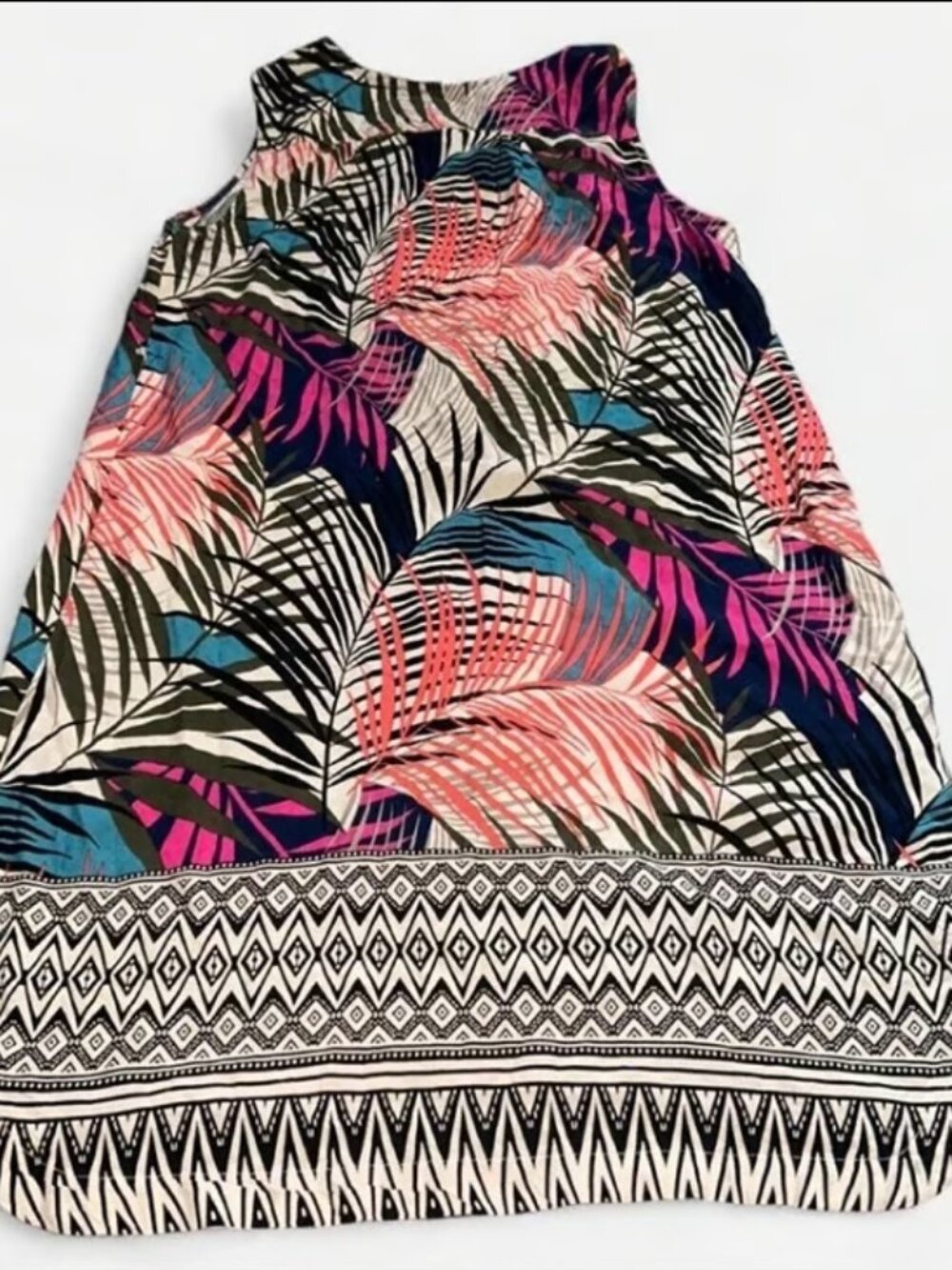 New Women's Tropical Leaf Print Mini Dress